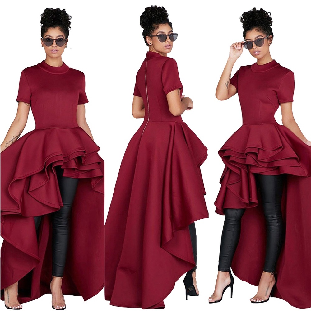 Red Hi-Low Tiered Top